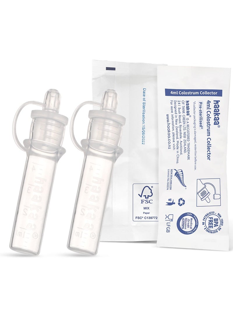 haakaa Silicone Colostrum Collector Set 20ml (2 Pack) – Breast Milk Collection Syringes for Newborn Feeding & Breastfeeding - Image 4
