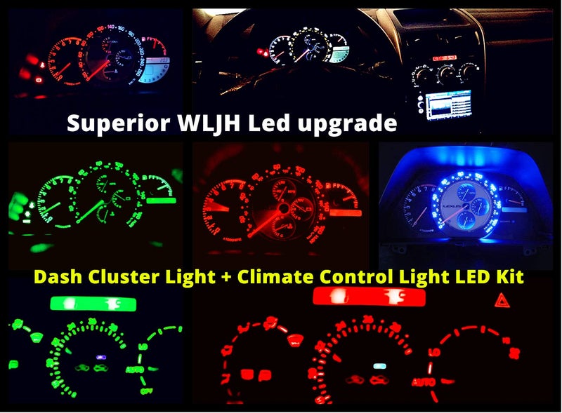 WLJH Extremely Bright Blue Instrument Cluster Panel Gauge Dash Bulbs + Climate Control Lights + Clock Light Led Kits for Lexus IS300 2001-2005, Pack of 12 - Image 5