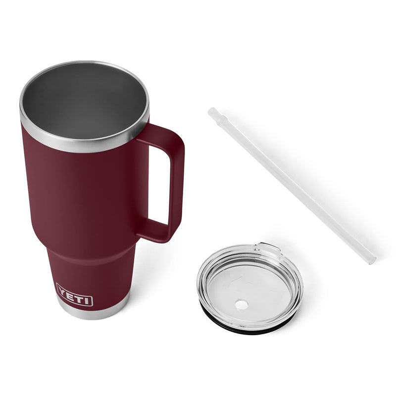 YETI Rambler 42 oz Tumbler with Handle and Straw Lid, Travel Mug Water Tumbler, Vacuum Insulated Cup with Handle, Stainless Steel, Wild Vine Red - Image 5