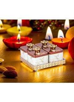 Nabhya Nabhya Sparkle 4pc Dry Fruits Storage Container Set With Airtight Lid & Serving Tray, Serving Tray for Serving Sweets, Chips, Cookies & Other Snacks (Pack Of 4) (White)  - Image 2