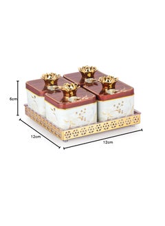 Nabhya Nabhya Sparkle 4pc Dry Fruits Storage Container Set With Airtight Lid & Serving Tray, Serving Tray for Serving Sweets, Chips, Cookies & Other Snacks (Pack Of 4) (White)  - Image 4