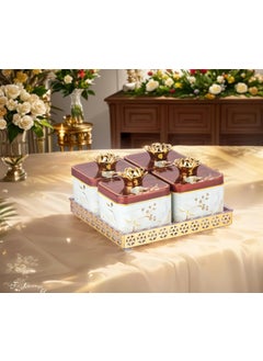 Nabhya Nabhya Sparkle 4pc Dry Fruits Storage Container Set With Airtight Lid & Serving Tray, Serving Tray for Serving Sweets, Chips, Cookies & Other Snacks (Pack Of 4) (White)  - Image 1
