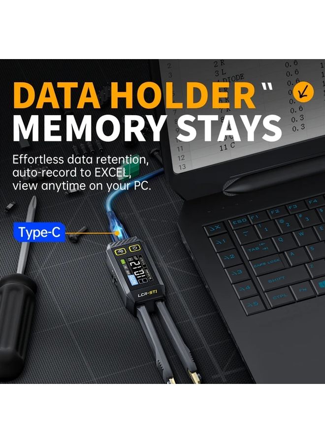 LCR ST1 Smart Bridge Tweezer Auto Multimeter For SMD ESR Resistance Capacitance Inductance Test - Image 5