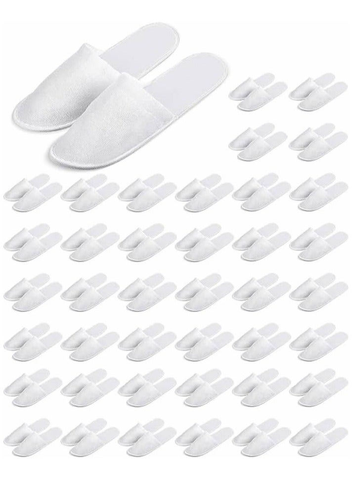 40 Pairs Spa Slippers Multipack Disposable White Slipper Velvet Closed Toe for Women Men Guest Home Travel Hotel Party  - Image 1