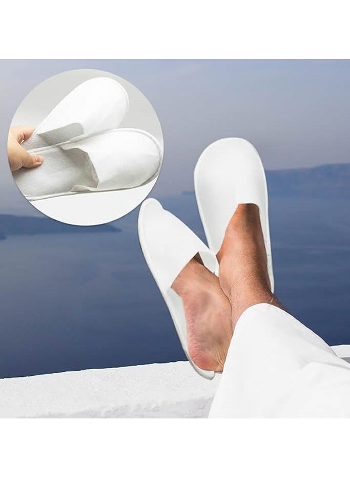 40 Pairs Spa Slippers Multipack Disposable White Slipper Velvet Closed Toe for Women Men Guest Home Travel Hotel Party  - Image 3