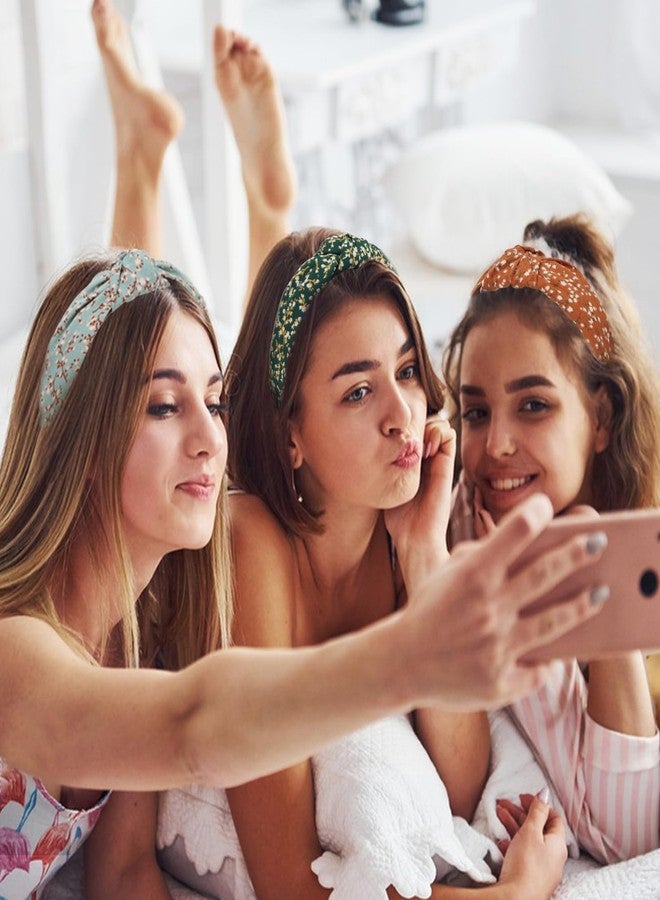 أماريفير مجموعة أماريف من 4 قطع من عصابات الرأس المعقودة للنساء، عصابات رأس مزينة بالزهور، عصابة رأس بوهيمية، أسود، أخضر، أزرق، زنجبيلي، عصابة رأس عصرية مرنة، إكسسوارات شعر أنيقة للنساء والفتيات - Image 5