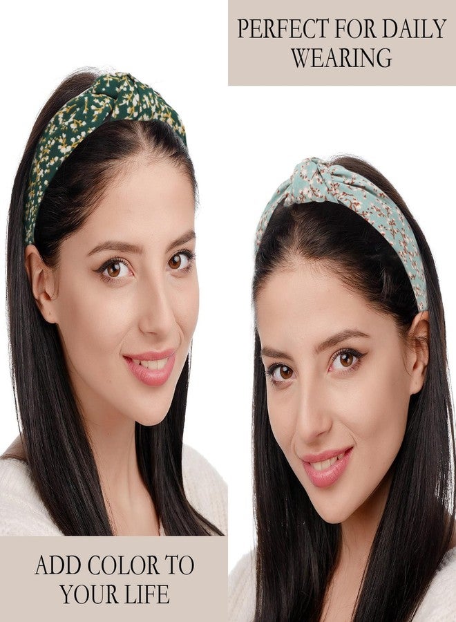 أماريفير مجموعة أماريف من 4 قطع من عصابات الرأس المعقودة للنساء، عصابات رأس مزينة بالزهور، عصابة رأس بوهيمية، أسود، أخضر، أزرق، زنجبيلي، عصابة رأس عصرية مرنة، إكسسوارات شعر أنيقة للنساء والفتيات - Image 3