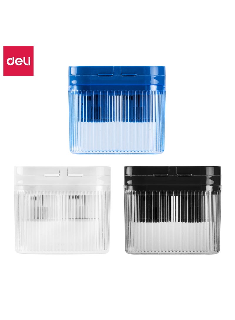 Deli EH553 Pencil Sharpener with Canister 1 piece, 2-Hole for 8mm & 9.2mm Pencils – ideal for classrooms, studios, and daily writing - Image 1