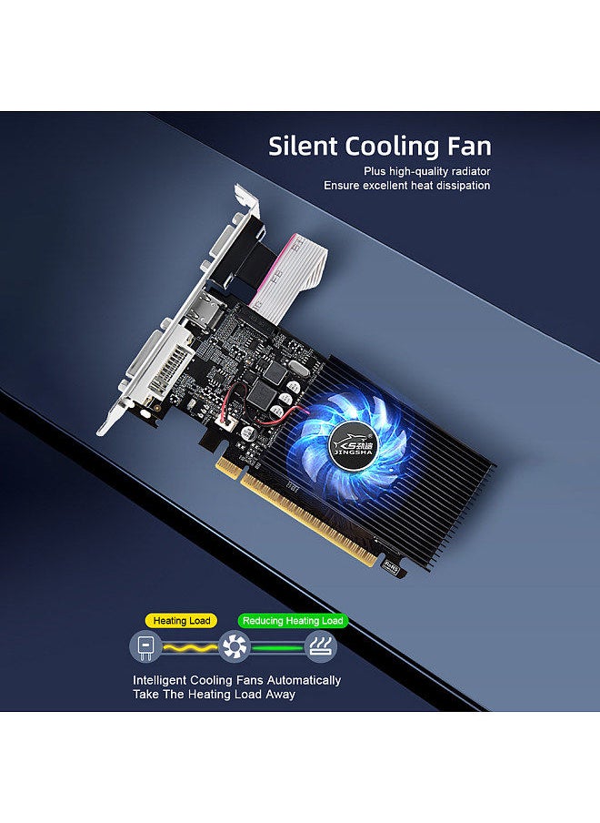 JINGSHA - GT730 Graphics Card 4GB/GDDR3/128bit Memory 700MHz Core Frequency Compatible with VGA+DVI+HDMI Ports for Office Game - Image 1