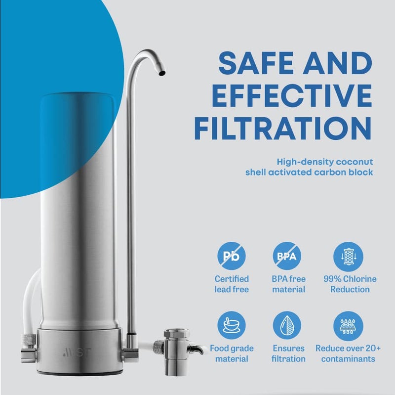 Mist Countertop Water Filter, 5-Stage Water Filtration System Countertop Technology, 8000 Gallon Capacity, Stainless Steel, Reduces Heavy Metals, Chlorine, Bad Taste & Odor (1 Filter Included) - Image 4