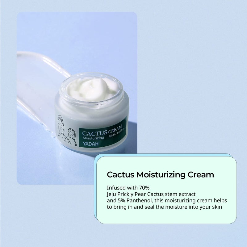 YADAH Cactus Cream 1.69 Fl.Oz. â€“ Facial Hydrating Moisturizer Forming Moisture Barrier for Sensitive Dry Skin - Image 2