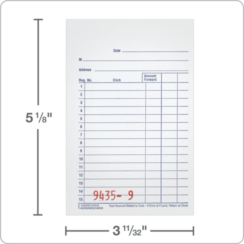 Adams General Purpose Sales Book, 2-Part, Carbonless, White/Canary, 3-11/32 x 5-5/8, 50 Sets per Book, 10 Pack (DC3510) - Image 3