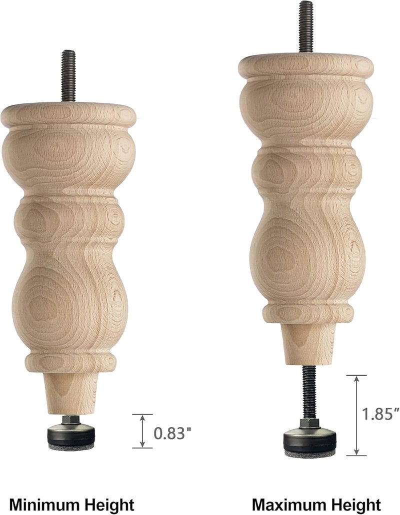 Twig 3/8" Threaded Leveling Feet Adjustable Table/Furniture Feet Levelers Screw on Heavy Duty Desk/Chair/Cabinet/Dresser/Bench Leg Leveler Screw in with Threaded Inserts(3/8-16,Large Base,Black,4 Pack) - Image 4