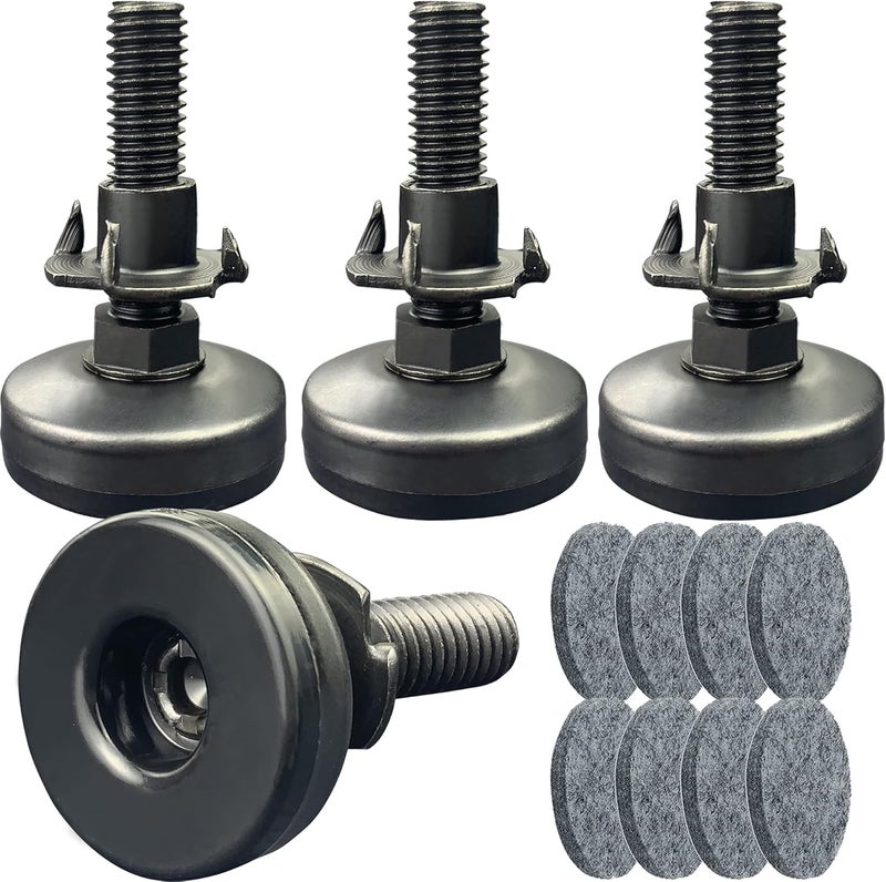 Twig 3/8" Threaded Leveling Feet Adjustable Table/Furniture Feet Levelers Screw on Heavy Duty Desk/Chair/Cabinet/Dresser/Bench Leg Leveler Screw in with Threaded Inserts(3/8-16,Large Base,Black,4 Pack) - Image 1