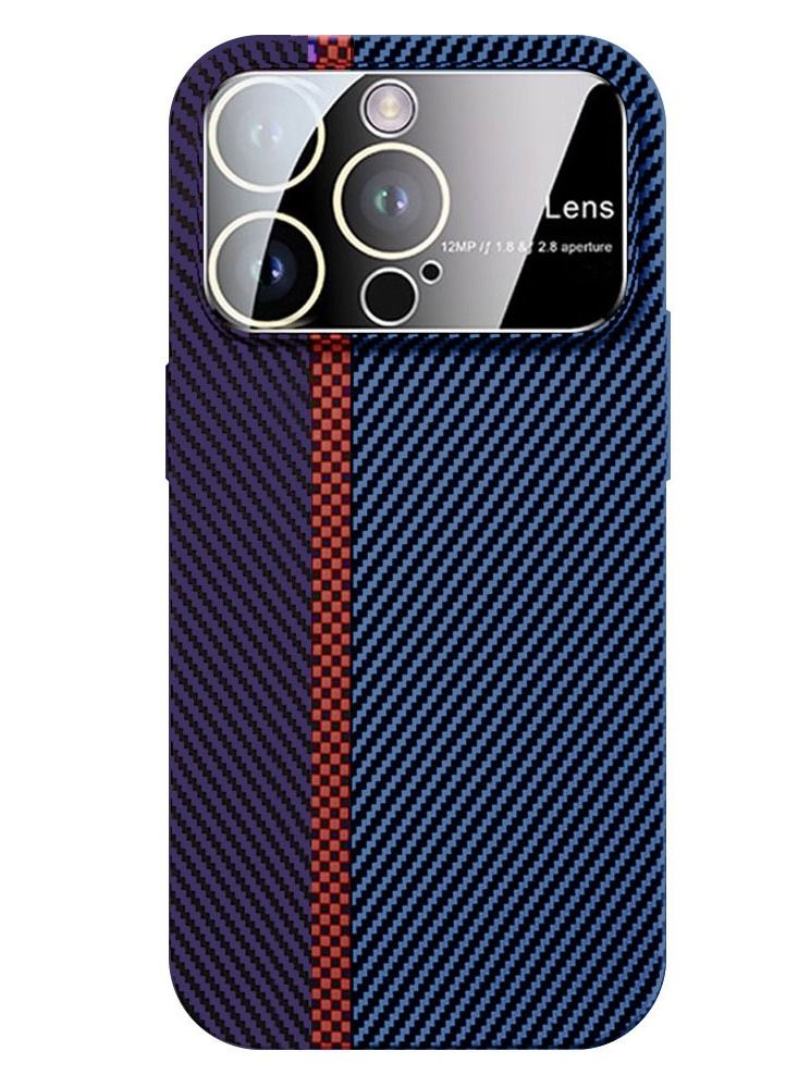 CATANES iPhone 14 Pro Max Carbon Case Large Window Camera Protection Unique Design Mixed Amazing Color Aramid Carbon Fiber Phone Case Blue - Image 1