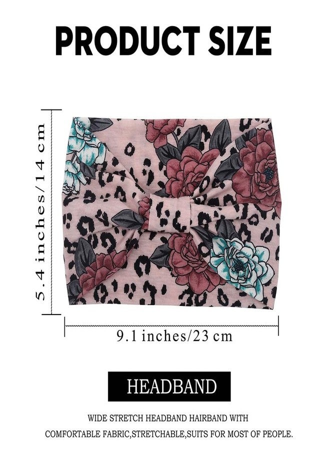 Aceorna Boho Butterfly Headbands: Stretch Knotted Hairbands with Floral Prints, Elastic Turban Head Wraps for Women and Girls, Pack of 4 Hair Bands (Floral A) - Image 3