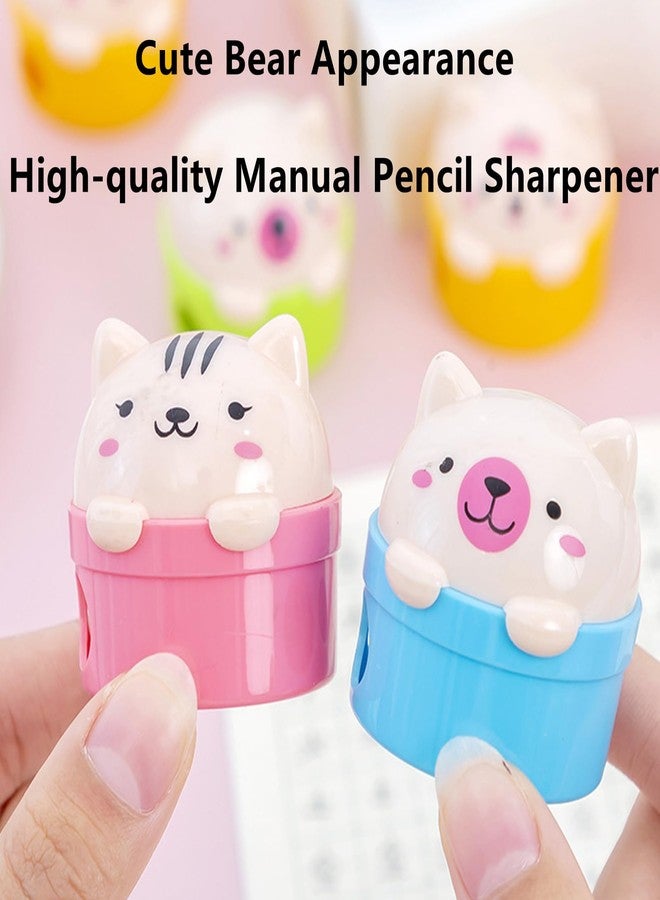 Fuzdaycu 2 Pcs Popular Bear Pencil Sharpener Colored Handheld Pencil Sharpener Desktop Decoration for Home Office Party Favor Supplies, Color Random - Image 3
