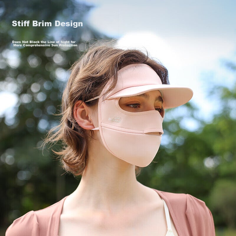 أوهصني الشمس حماية الوجه قناع مع حافة ، كامل الوجه أوف حماية الصيف ظلة قناع SLF4M237E ، رمادي فاتح ، m - Image 5