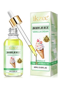 IKZEE 60ml Body Juice Oil Vanilla Cream Hand Crafted Body Oil Nourishing Hydrating and Moisturizing for All Skin Types with Natural Oils Pure Natural Essence Body Juice Oil  - Image 1