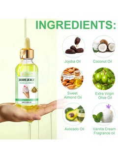 IKZEE 60ml Body Juice Oil Vanilla Cream Hand Crafted Body Oil Nourishing Hydrating and Moisturizing for All Skin Types with Natural Oils Pure Natural Essence Body Juice Oil  - Image 5