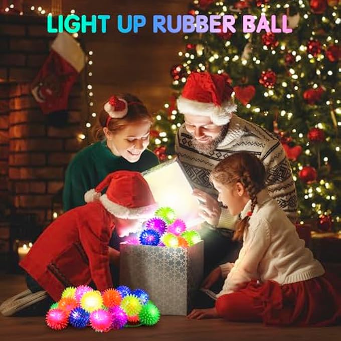 TGIQROVE 9 Pcs Light up Bouncy Balls Bulk for Kids, 6 Colors Glow in The Dark LED Ball, Flashing Squeaky Ball, Spiky Massage Sensory Toy, Glow in The Dark Party Favors for Teens Adults Dogs Cats - Image 3