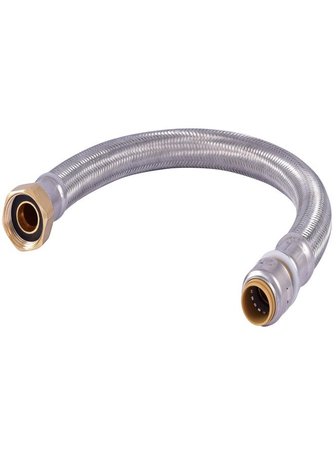 SharkBite Max 1/2 Inch x 3/4 Inch FIP x 18 Inch Stainless Steel Braided Flexible Water Heater Connector, Push to Connect Brass Plumbing Fitting, PEX Pipe, Copper, CPVC, PE-RT, HDPE, UR3068FX18 - Image 1