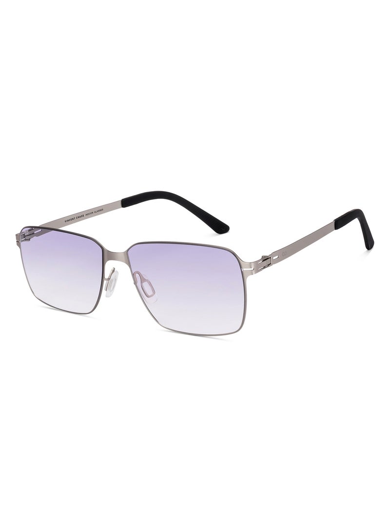 VINCENT CHASE Unisex Vincent Chase By Lenskart | Mid Gunmetal Blue Solid Full Rim Rectangular | Lounge Tints | Branded Latest and Stylish Sunglasses | 100% UV Protection (UV 400) | Unisex | Medium | VC S17426 - Image 1