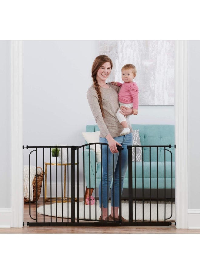 Regalo - Home Accents 74 148-Cm Super Wide Safety Gate  Includes 15-Cm  20-Cm And 30-Cm Extension Kit  4 Pack Of Wall Mount Kit Black 58 Inches 0390 Br  - Image 1