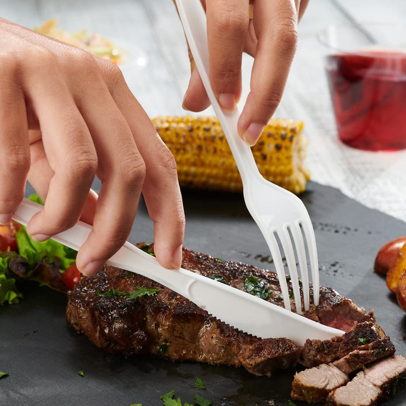 Comfy Package [100 Pack Basic Disposable Plastic Knives  White Plastic Knives Heavy Duty - Perfect for Parties  Events  and Dinner - Image 4