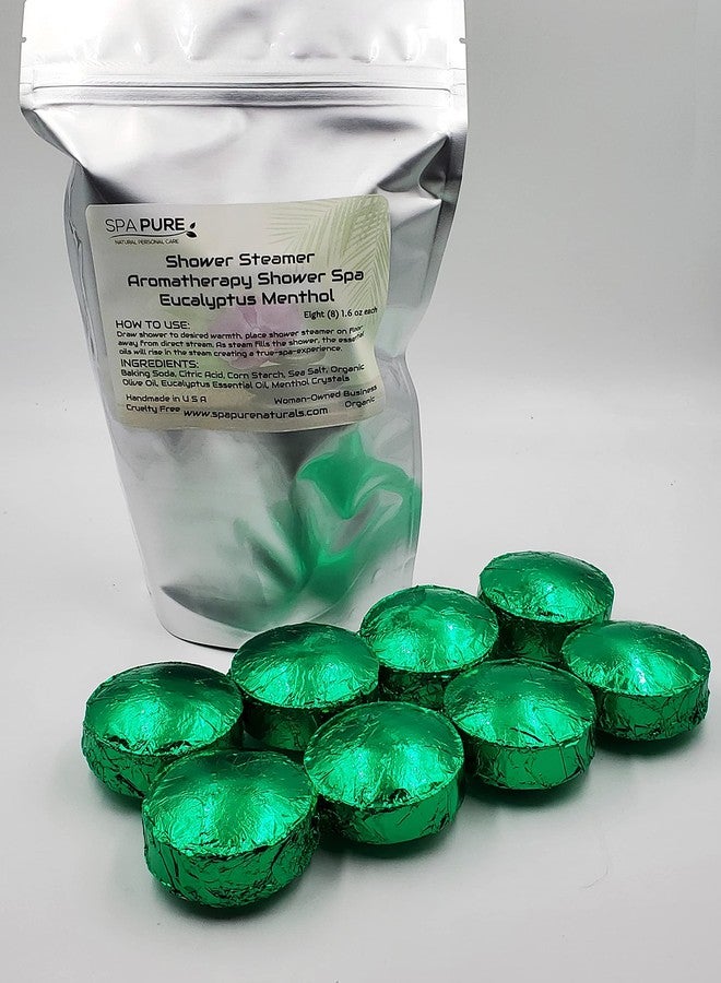 Spa Pure Menthol Eucalyptus Aromatherapy Shower Bombs: Large Fizzies Made with 100% Natural/Organic Essential Oils - Transform Your Shower (8 Count) Pack of 1 - Image 3
