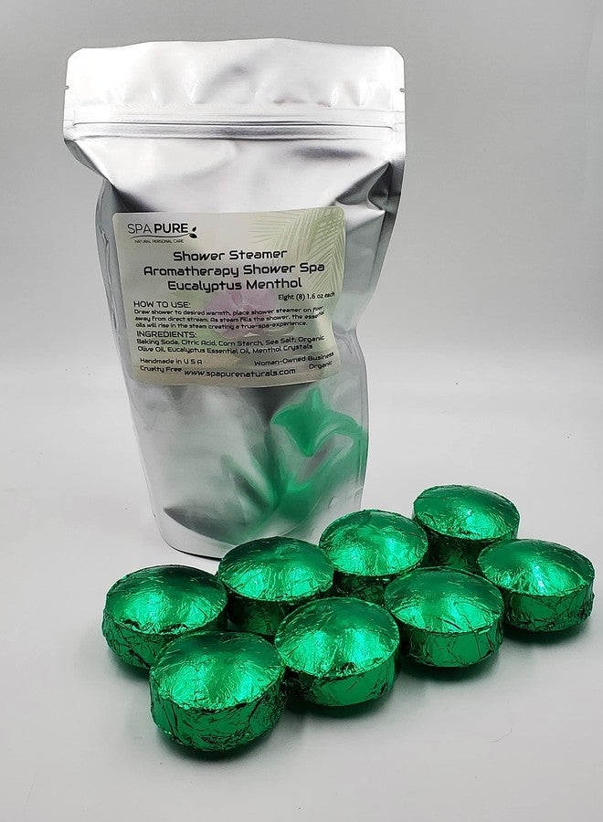 Spa Pure Menthol Eucalyptus Aromatherapy Shower Bombs: Large Fizzies Made with 100% Natural/Organic Essential Oils - Transform Your Shower (8 Count) Pack of 1 - Image 4