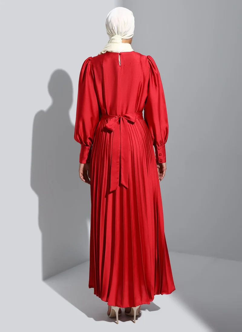 Refka by modanisa Pleated Satin Dress