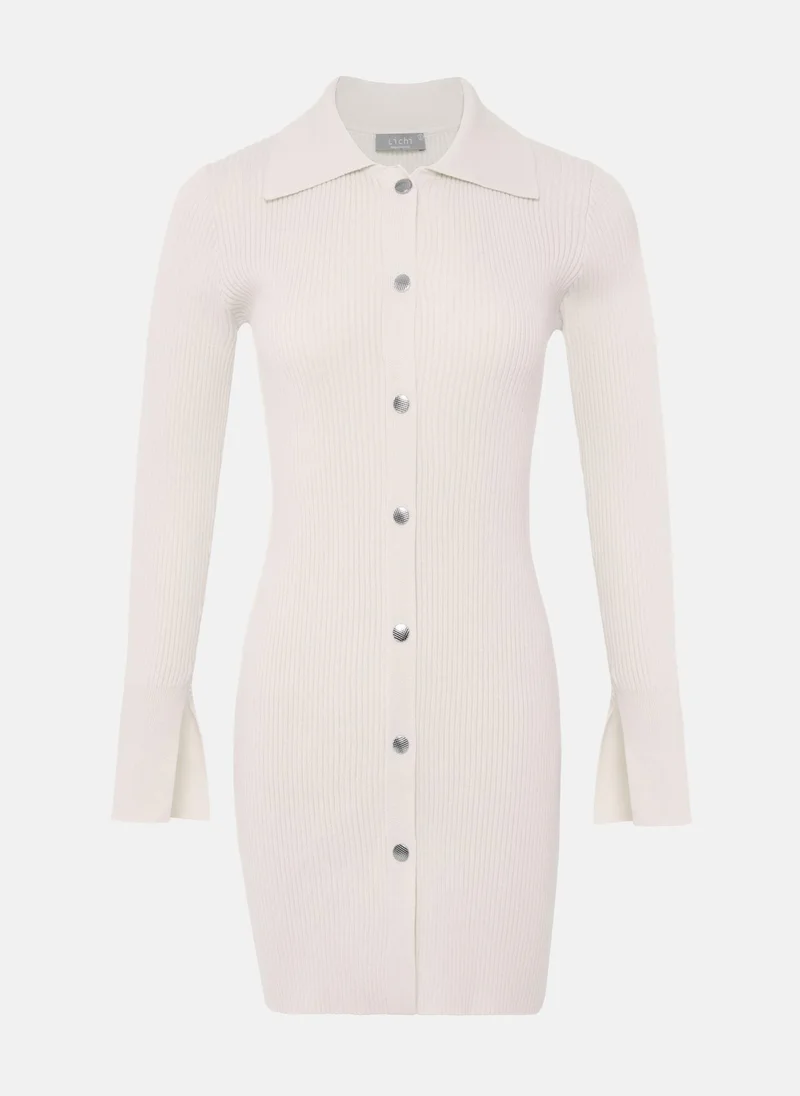 Lichi Mini dress in rib-knit jersey with button fastening