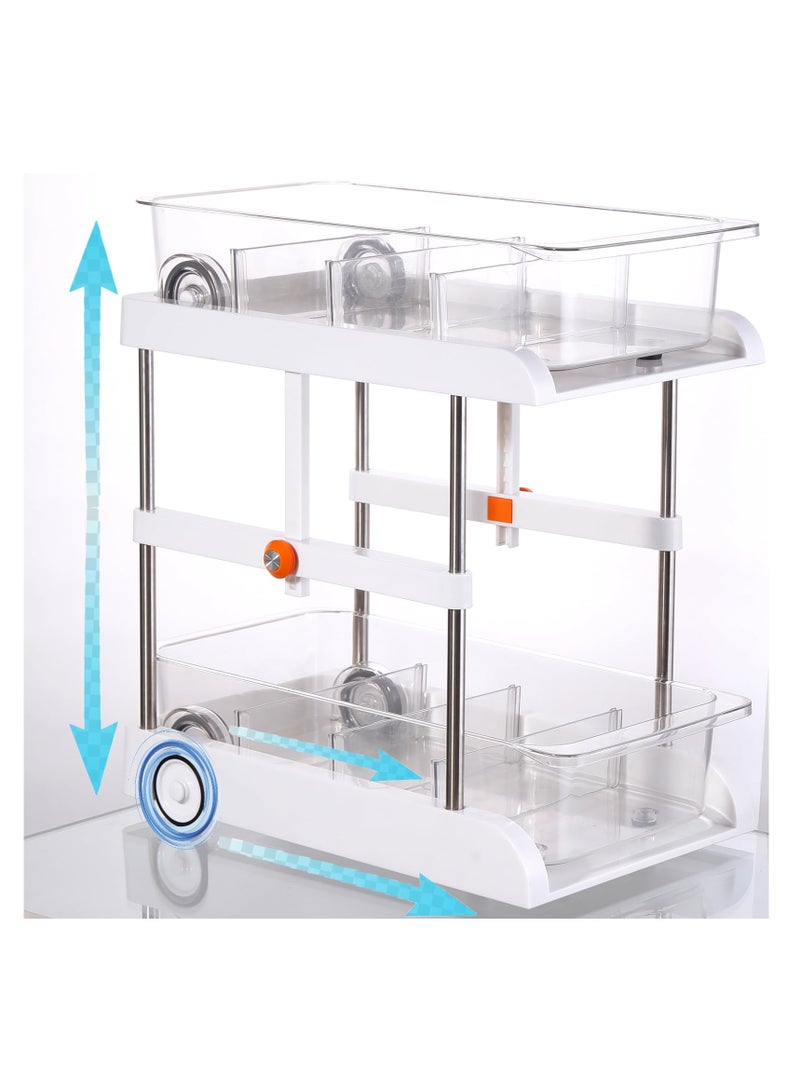 SYOSI Height Adjustable Under Sink Organizer, Kitchen Bathroom Under Sink Organizers and Storage with 6 Sliding Wheels, Under Cabinet Organizer with Removable Pull Out Drawer Simple Trending Stackable - Image 2