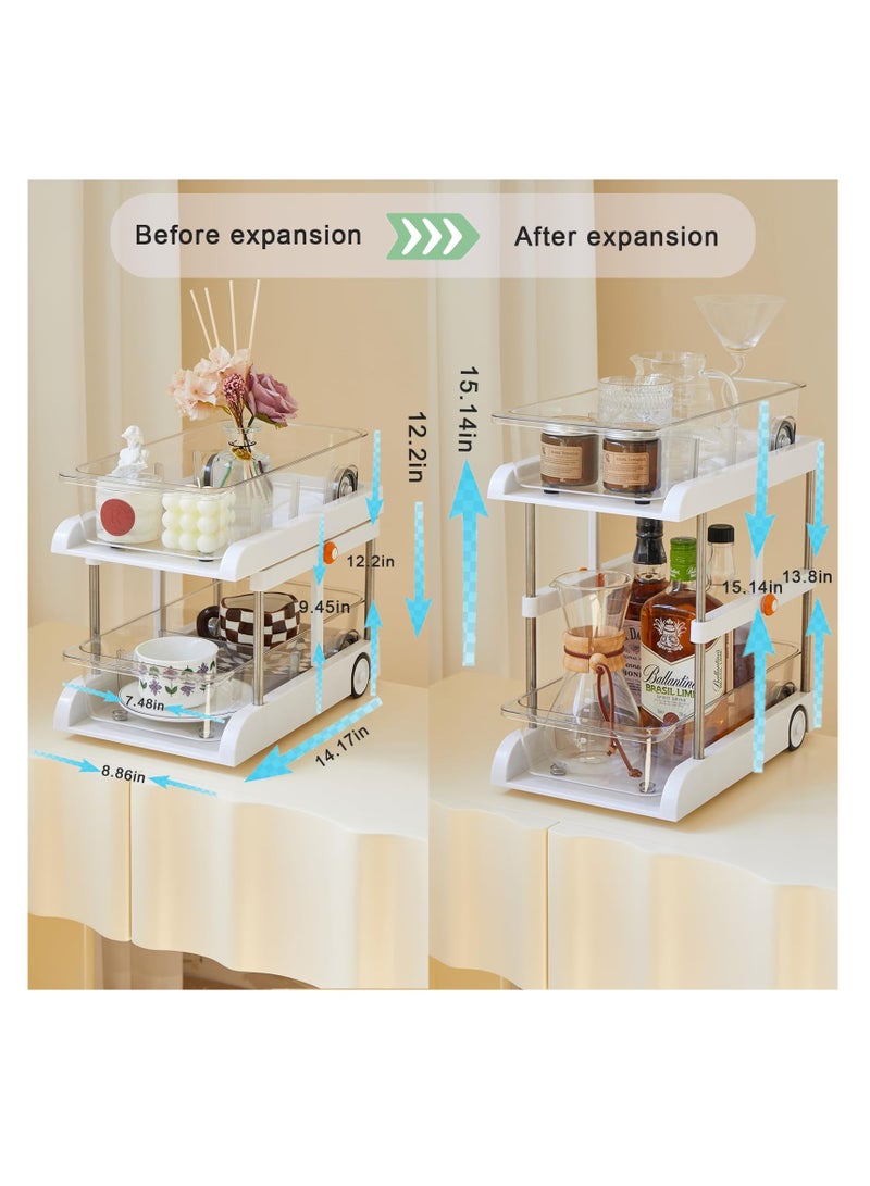 SYOSI Height Adjustable Under Sink Organizer, Kitchen Bathroom Under Sink Organizers and Storage with 6 Sliding Wheels, Under Cabinet Organizer with Removable Pull Out Drawer Simple Trending Stackable - Image 3