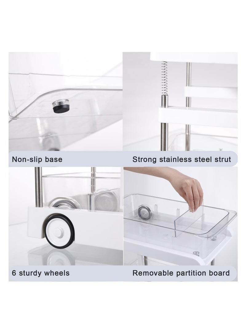 SYOSI Height Adjustable Under Sink Organizer, Kitchen Bathroom Under Sink Organizers and Storage with 6 Sliding Wheels, Under Cabinet Organizer with Removable Pull Out Drawer Simple Trending Stackable - Image 5