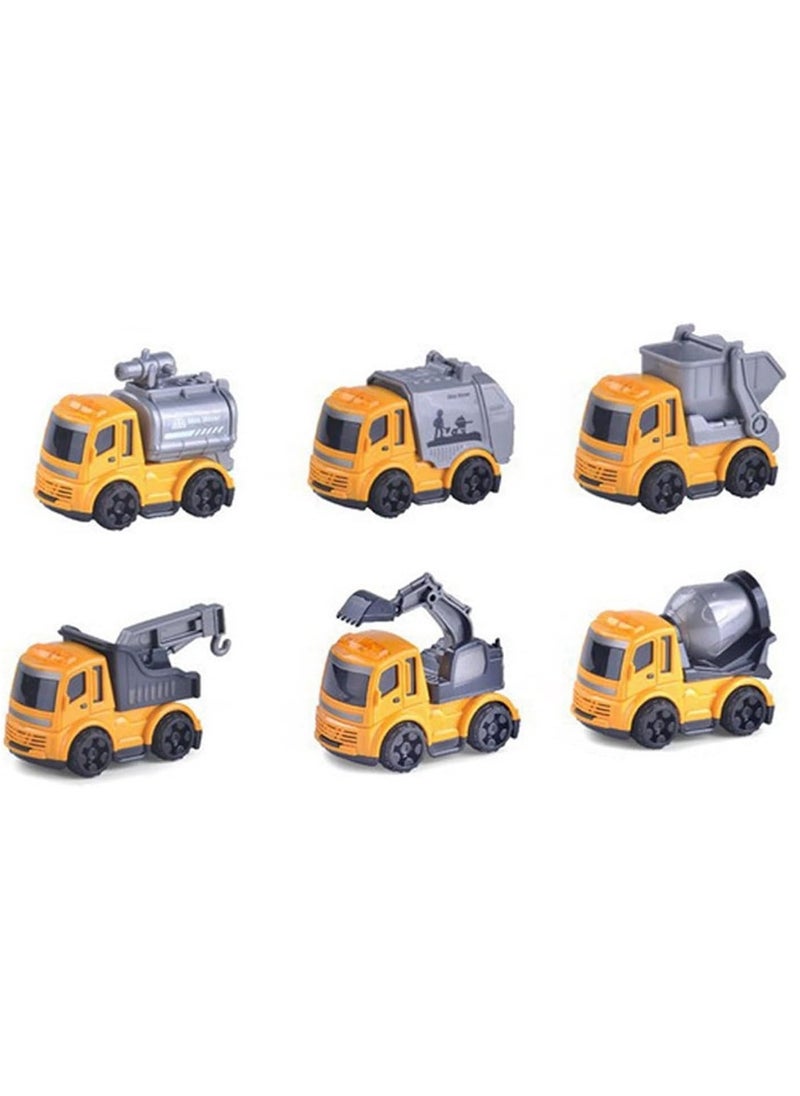 BAYBEE Baybee Kids Truck Toys Friction Powered Push and Go Construction Truck Toys - Push Pull Toy Vehicles Playset for Babies - Engineering Pretend Play Car Toys - 2 years an up - Set of 6 - Yellow  - Image 1