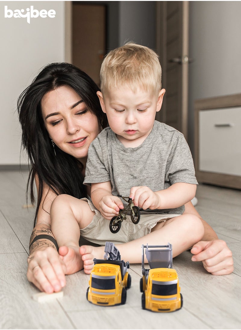 BAYBEE Baybee Kids Truck Toys Friction Powered Push and Go Construction Truck Toys - Push Pull Toy Vehicles Playset for Babies - Engineering Pretend Play Car Toys - 2 years an up - Set of 6 - Yellow  - Image 2