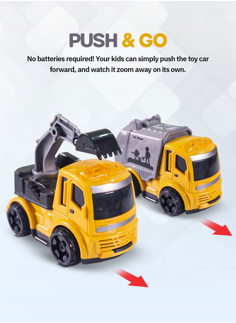 BAYBEE Baybee Kids Truck Toys Friction Powered Push and Go Construction Truck Toys - Push Pull Toy Vehicles Playset for Babies - Engineering Pretend Play Car Toys - 2 years an up - Set of 6 - Yellow  - Image 4