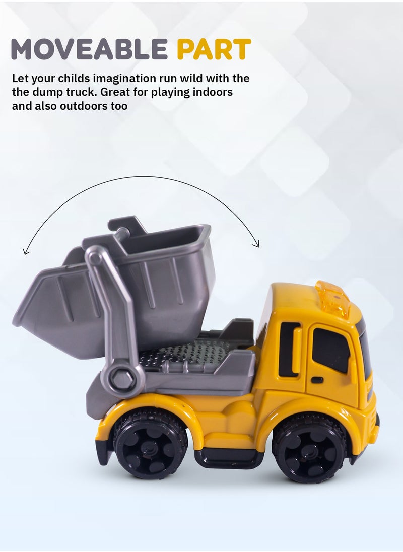 BAYBEE Baybee Kids Truck Toys Friction Powered Push and Go Construction Truck Toys - Push Pull Toy Vehicles Playset for Babies - Engineering Pretend Play Car Toys - 2 years an up - Set of 6 - Yellow  - Image 3