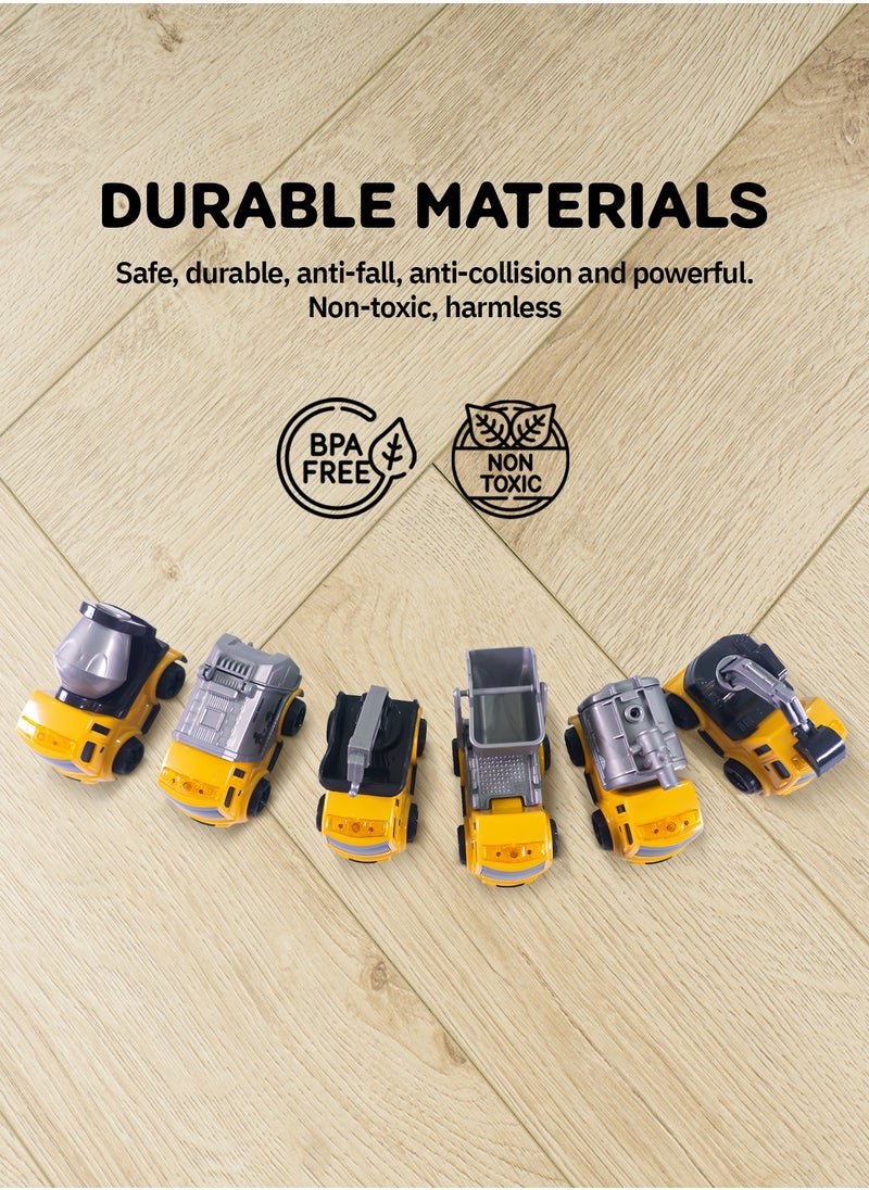 BAYBEE Baybee Kids Truck Toys Friction Powered Push and Go Construction Truck Toys - Push Pull Toy Vehicles Playset for Babies - Engineering Pretend Play Car Toys - 2 years an up - Set of 6 - Yellow  - Image 5