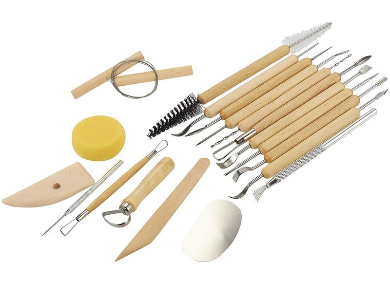 KNAFS Sculpting Tools 19Piece Pottery Carving Tools Set DoubleSided Ceramic Modeling Tools for Clay and Wood Sculptures for Beginners Professional Art Crafts Steel and Hard Wood Handles - Image 1