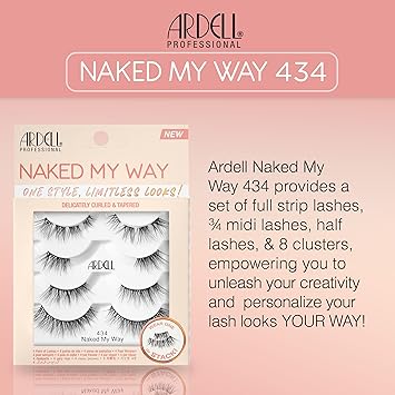ARDELL Ardell Naked My Way 434 Lash Variety Pack Customisable Lash Clusters Soft Volume Short Length Includes Full Strip 34 Midi Half Cluster Eyelashes Wear Alone or Stack 4 Pairs of Eyelashes - Image 3