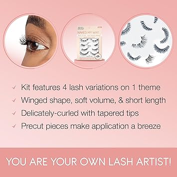 ARDELL Ardell Naked My Way 434 Lash Variety Pack Customisable Lash Clusters Soft Volume Short Length Includes Full Strip 34 Midi Half Cluster Eyelashes Wear Alone or Stack 4 Pairs of Eyelashes - Image 4