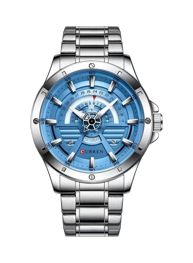 CURREN Men's Quartz Analog Watch – 46mm Stainless Steel Wristwatch with Silver Strap, Classic Business Casual Timepiece - Image 1