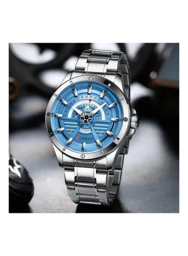 CURREN Men's Quartz Analog Watch – 46mm Stainless Steel Wristwatch with Silver Strap, Classic Business Casual Timepiece - Image 4