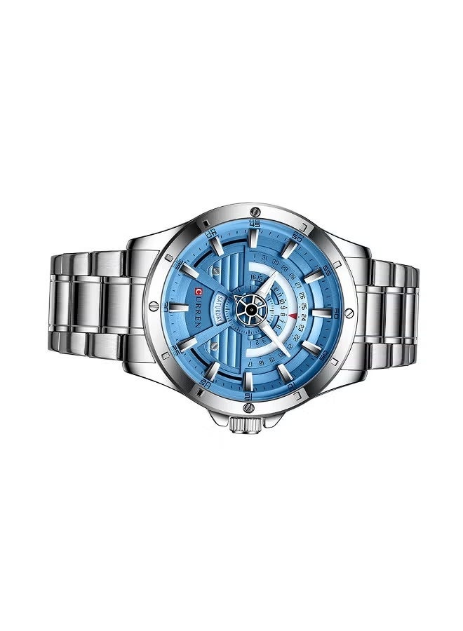 CURREN Men's Quartz Analog Watch – 46mm Stainless Steel Wristwatch with Silver Strap, Classic Business Casual Timepiece - Image 5