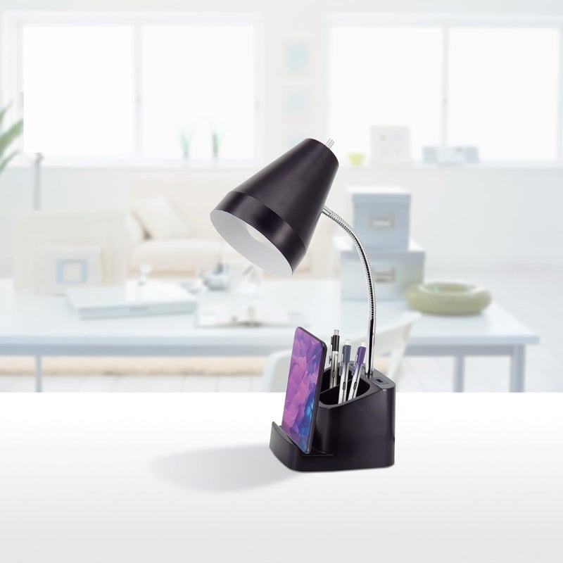 Realspace Lusina LED Organizer Desk Lamp With USB 18H Black - Image 3