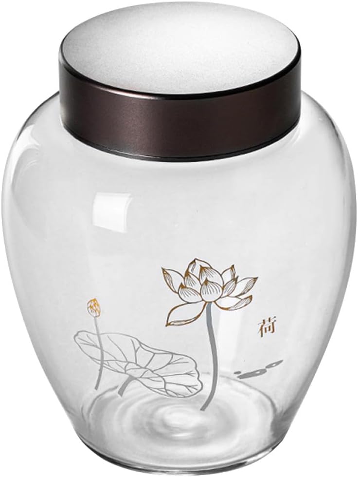 Glass Tea Leaf Jar with Alloy Lid 500ml Sealed Glass Canister for Kitchen Food Storage and Grain Preservation - Image 1