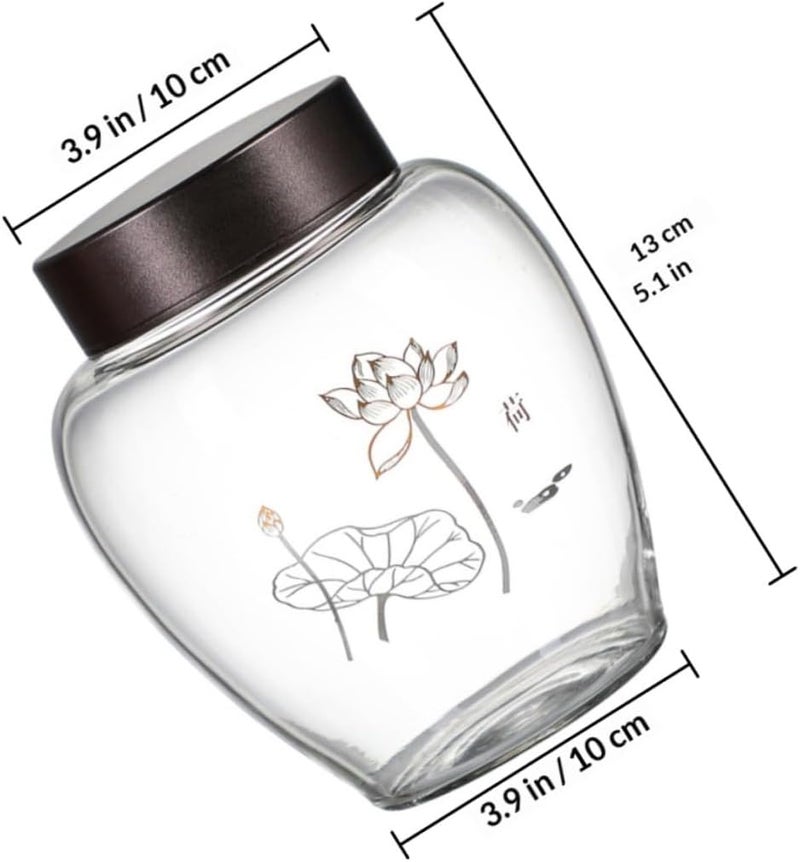 Glass Tea Leaf Jar with Alloy Lid 500ml Sealed Glass Canister for Kitchen Food Storage and Grain Preservation - Image 2